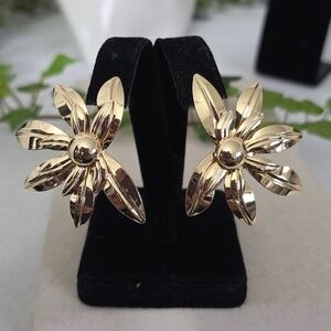 Gold Filled Floral Statement Earrings